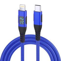 10 - Foot USB C to Lightning Cable with LED Display, MFi Certified - 3m (1PC Blue)