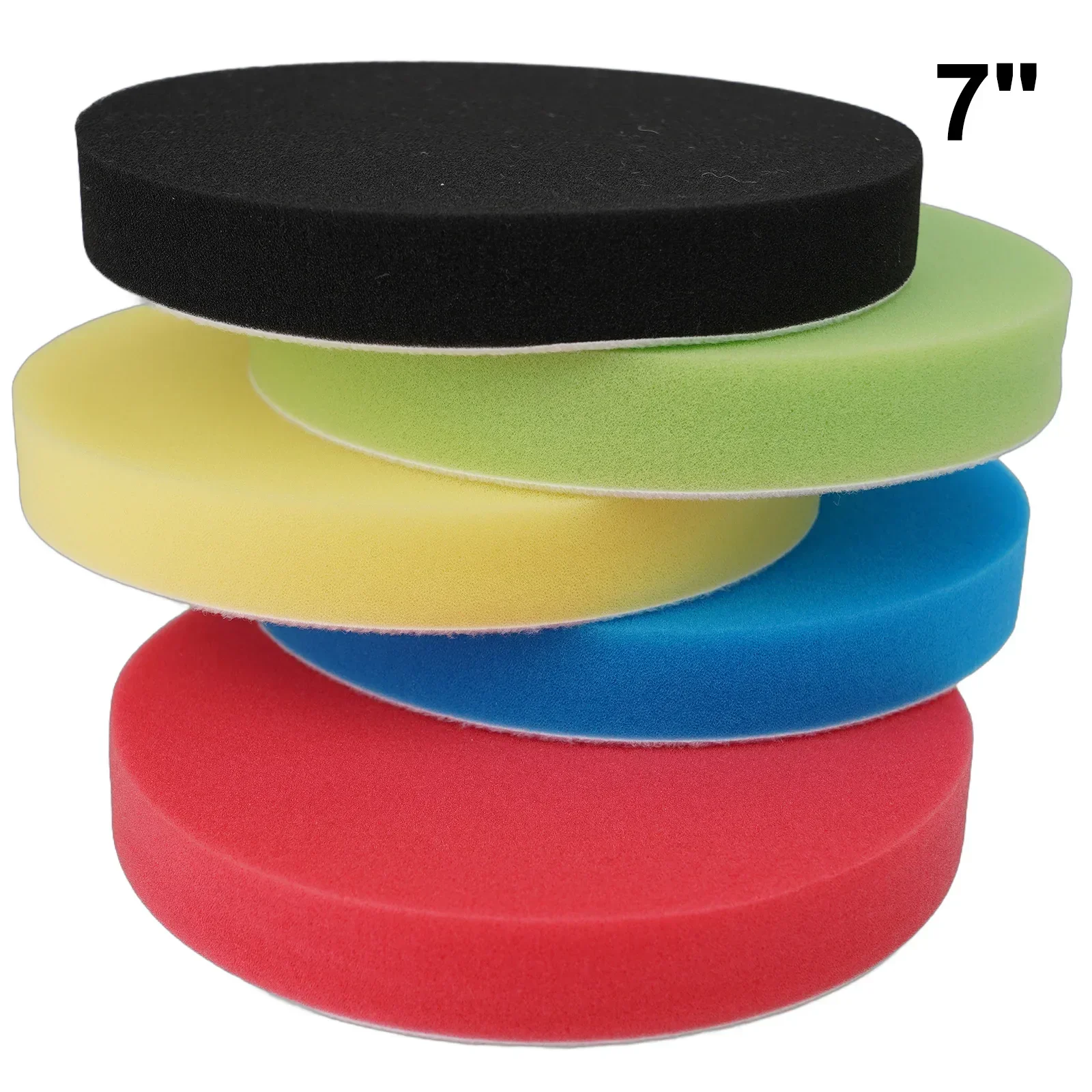 Car Auto Round Flat Polishing Pads Buffing Sponge Tools Kit Detailing Finishing Adapter 5pcs Accessories 7 Inches