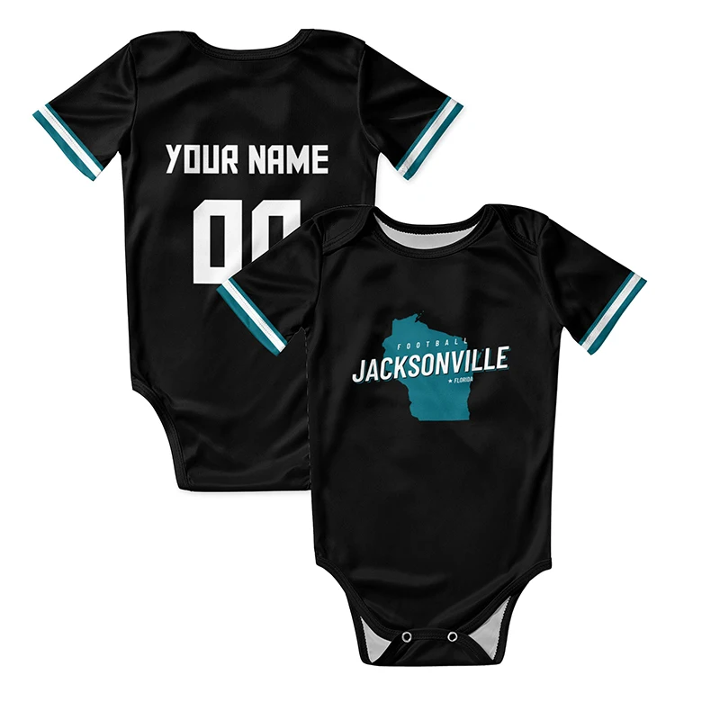 Black American Football Fans Baby Clothes New Born Rugby Playsuit Sublimation Blanks Infant Wear Romper Soccer Jumpsuit