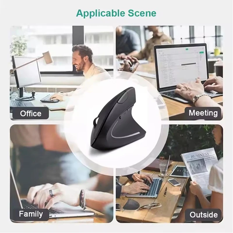 Vertical Mouse Ergonomic 2.4GHz Wireless Optical Mice 3 Adjustable DPI 800/1200/1600 6 Buttons for Laptop PC Computer Desktop