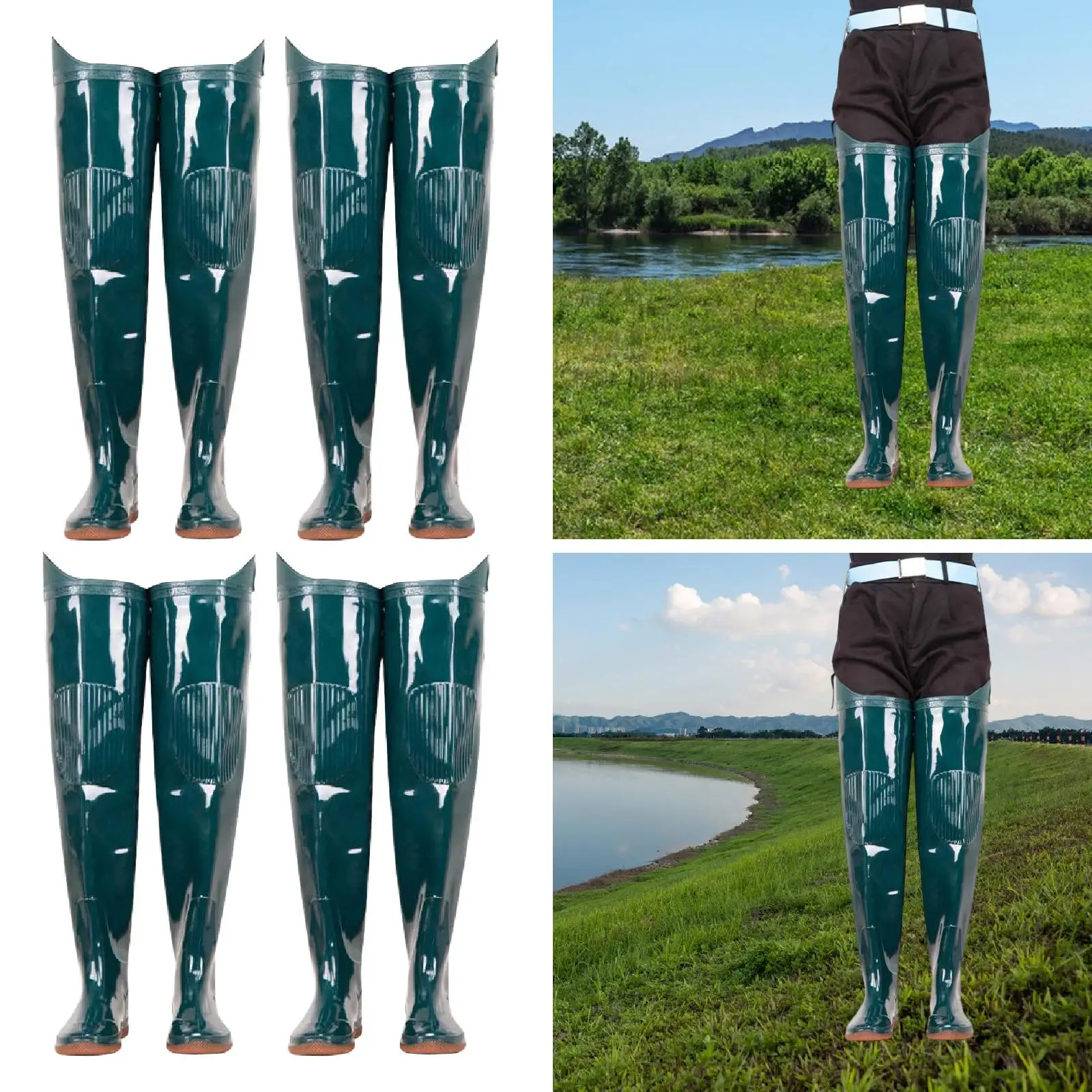Bottes de pêche waders imperméables antidérapantes confortables - Bottes de pluie longues genouillères agriculture