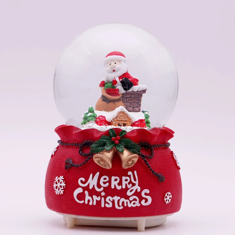 New Christmas Music Box Decorations Christmas Tree Old Man Crystal Ball Blessing Bag Creative Gift Snow Lights Carousel