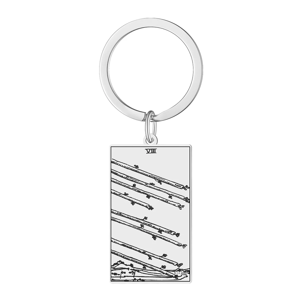 

Stainless Steel Simple Vintage Tarot Key Gift Square Tarot Key Chain for Women and Men