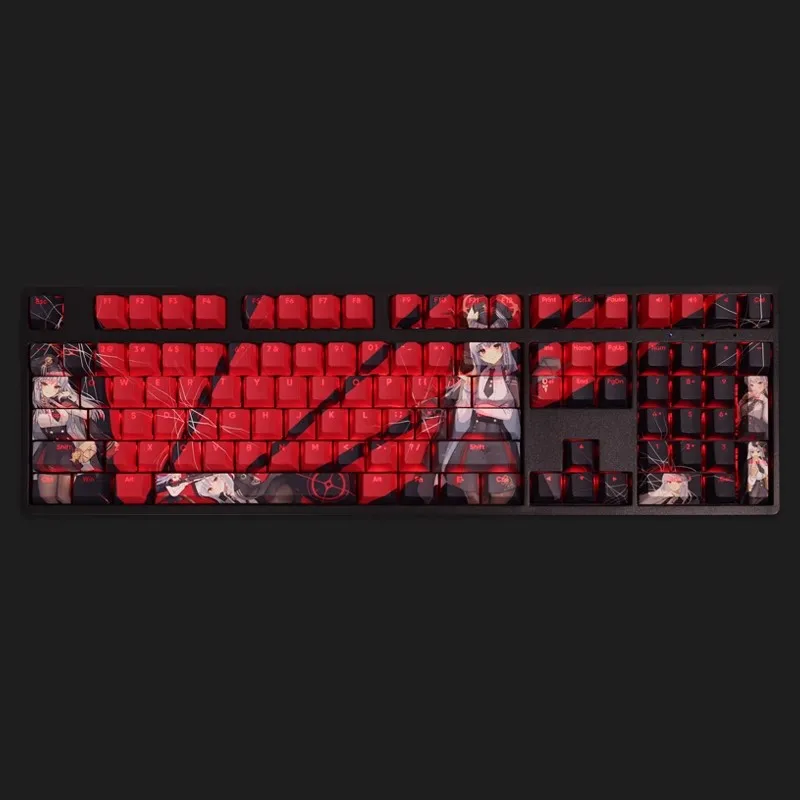 Anime Gaming Tampas de Teclado Arquivo Azul Kurodate Haruna Keycap Pbt Backlit Ansi 61 87 104 108 Teclas por Conjunto - Imagem 2