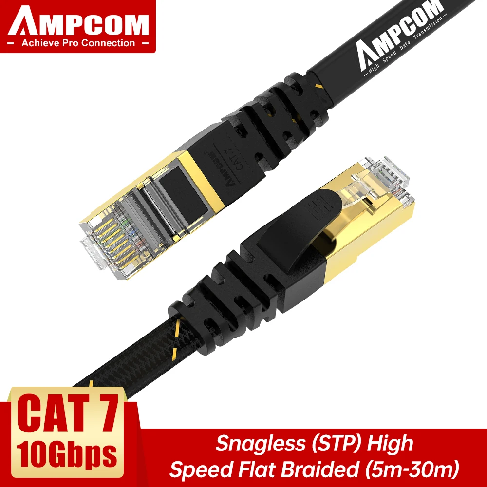 Ampcom Cavo Ethernet Rj45 Cat7 Lan Cavo [5-30M ] Stp Rj 45 Cavo Di Rete Piatto Di Patch Cavo Del Cavo Ethernet