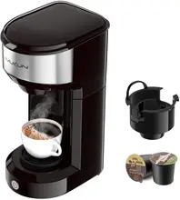 

Single Serve Coffee Maker Coffee Brewer for K-Cup Single Cup Capsule and Ground Coffee with 6 to 14oz Reservoir, Mini Size