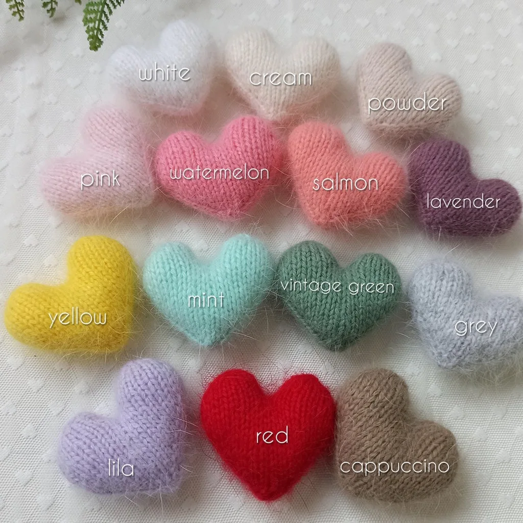 Newborn Photography Props Handmade Knitted Plush Love Heart Prop for Baby Studio Photo Shooting Backdrop Accessories