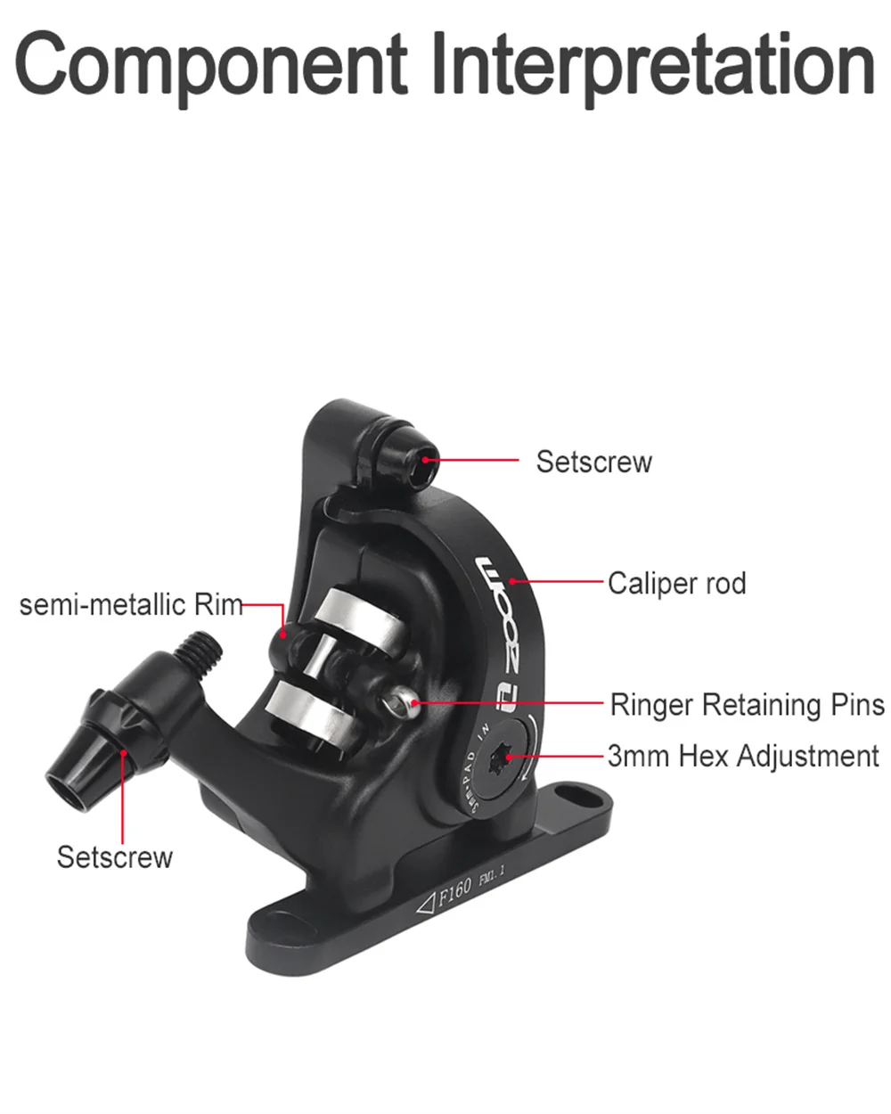 Description Picture 5 of itemZOOM DB700 Mechanical Caliper Road Bike Brakes for Racing Bicycle Disc Brake Caliper Piston Line Pull for Rotor 140/160mm