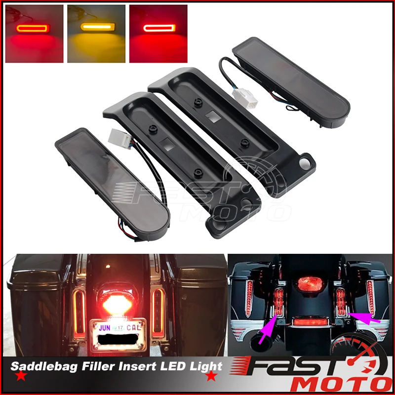 

Motorcycle Accent Saddlebag Filler Inserts Support LED Turn Signal Brake Lamp Lights For Harley Road King Electra Street Glide