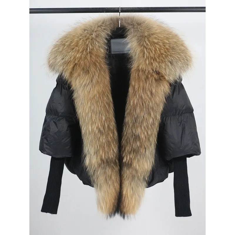 Winter Women Down Jacket Real Fox Fur Collar Thick Warm Down Coats Short Coat Luxury Outerwear Long Sleeve Windproof Jackets black overcoat winter short warm fur women luxury faux fox fur coat jacket outerwear long sleeve plush thick fur coats 2020 new