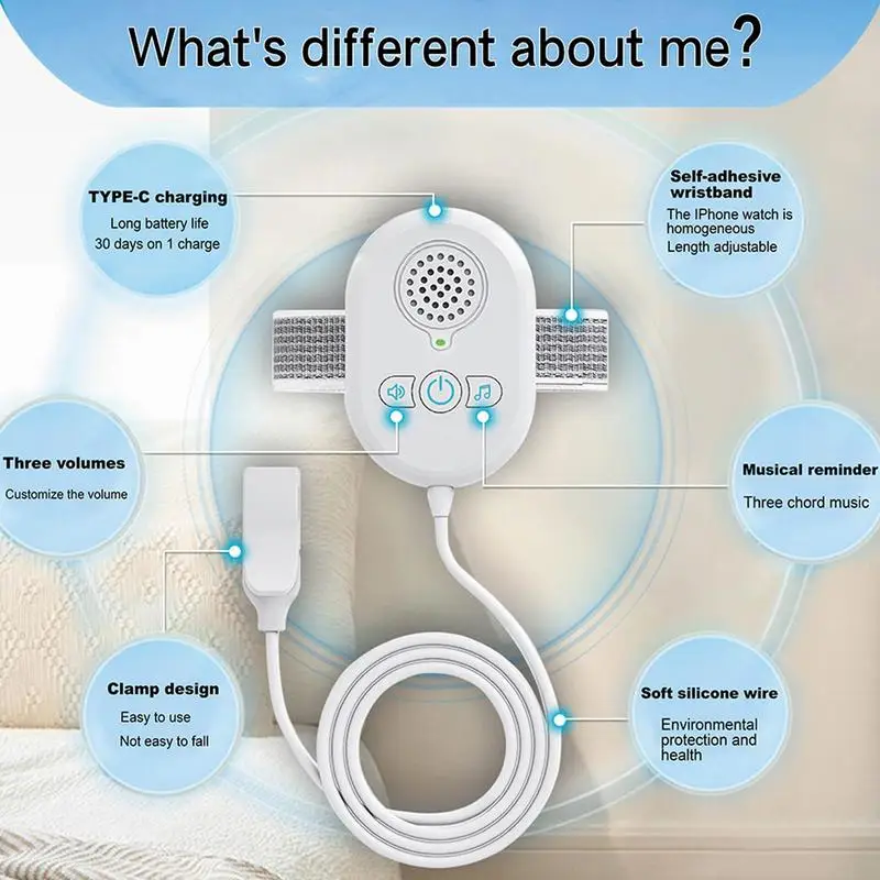 Bed Wetting Alarm for Boys and Girls USB Rechargeable Moisture Sensor Alarm Bedwetting Alarm with High Sensitivity Sensor