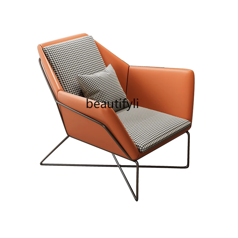 

zqNordic Single-Seat Sofa Chair Living Room Leisure Chair Chair Italian Household Orange Wingback Chair