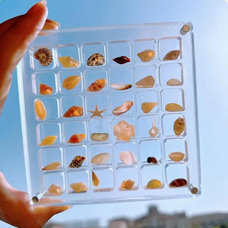

Коробка для хранения ракушек, маленький Органайзер с 36 ячейками для поделок, маленькие Органайзеры для хранения драгоценных камней, бусин, ракушек, морских звезд