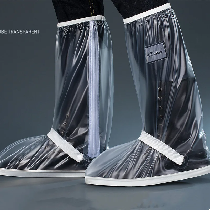 Outdoor Waterproof Shoe Cover Long Length Slip-resistant Zipper Rain Boots Overshoes Thick Waterproof Rainy Days Useful Tools