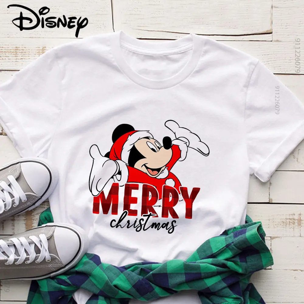 Buon Natale Disney Mickey Mouse T-Shirt Da Donna American Fashion Harajuku Style Ladies Tops Estetica Cute Girls Clothes