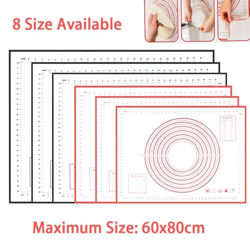 Silicone Baking Mat silicone baking mat Rolling Kneading Pad Pastry Tools Crepes Pizza Dough Non-Stick Silicone Mat For Kitchen