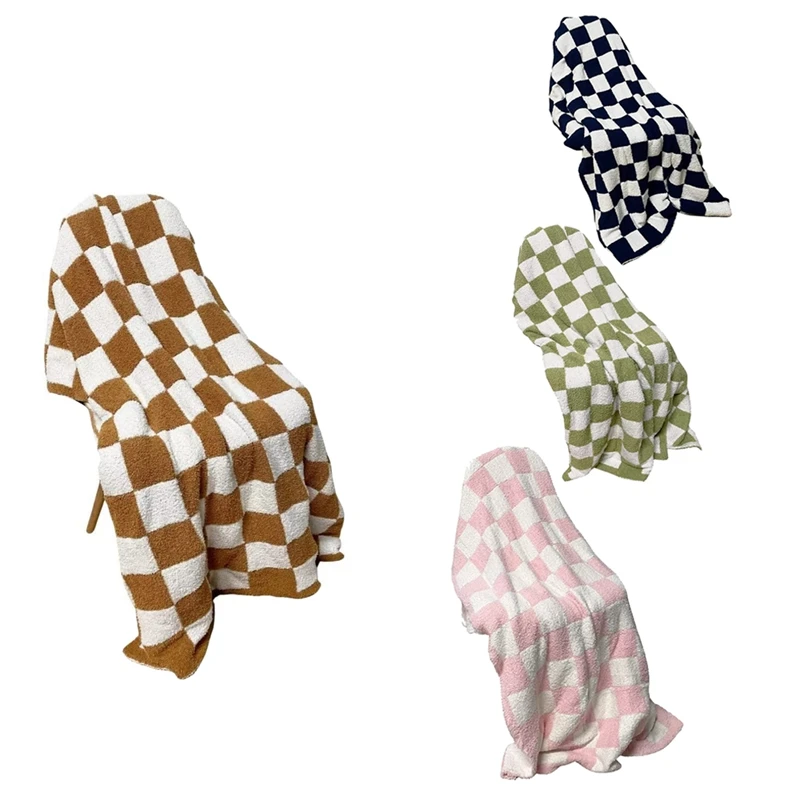 

AT14 Throw Blankets Checkered Fuzzy Blanket Plaid Decorative Throw Blanket - Super Soft Shaggy Fleece Blanket