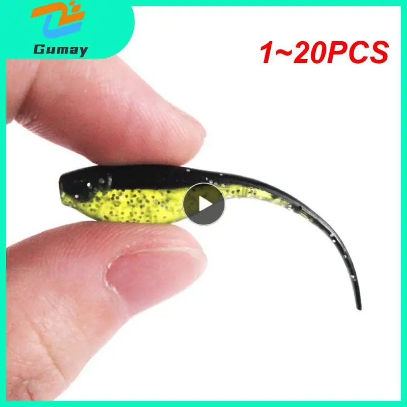 thumbnail image 2 of Soft Plastic Baits 100pcs Hook 20Pcs Soft Silicone Bait Fishing Lure Floating Worm 9cm Crappie Lures 2 of 14