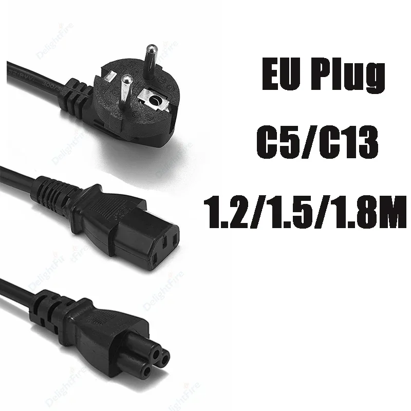 

PC Laptop Power Cable EU Plug IEC C5 C13 Power Adapter Extension Cord For Asus Dell HP Notebook TV Monitor PC Computer Printer