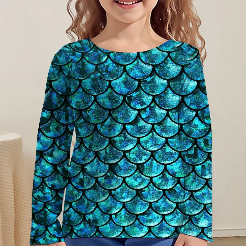Children's Clothing Girl T-Shirts Short Sleeve Child T-Shirt Beautiful Fish Scales Print Casual Kids Summer Clothes Girl Tops﻿ 5