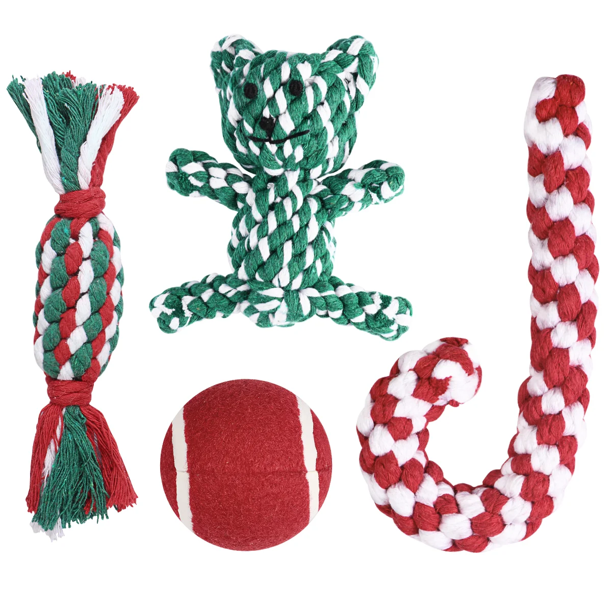 

Unomor 4PCS Holiday Pet Stocking Dog Rope Chew Toys Interactive Pet Play Training Christmas Gift for Dogs Pets