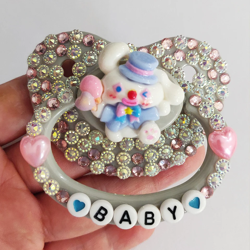 100% Handmake Cute Gray Dog Pattern Adult Baby Pacifier Silicone Adult size Pacifier abdl Daddy Girl 3