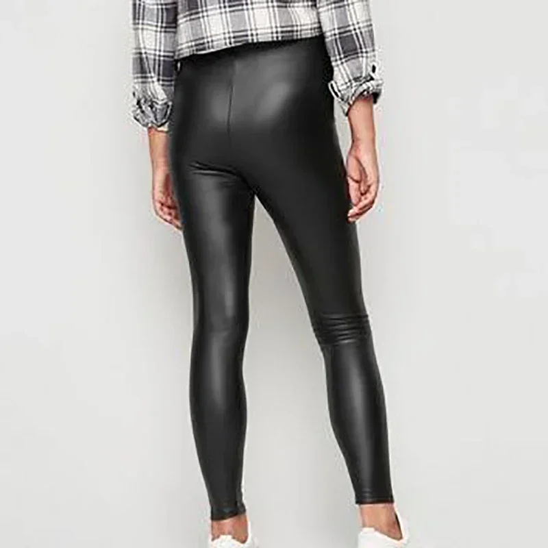 new look, leather look, leggings, size 12, used, high waisted