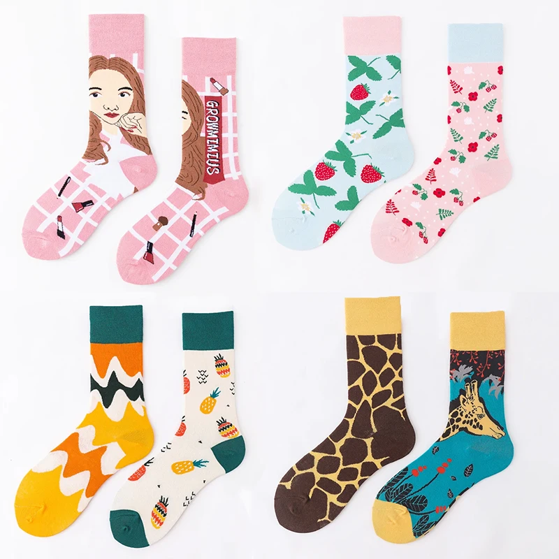 

Trendy Couple Socks Cartoon AB Tide Socks Outdoor Sports Long Tube Cotton Socks Creative Men and Women Socks for 4 Seasons