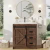 Farmhouse Bathroom Vanity with Sink Combo,Sliding Barn Door Bathroom Vanity Cabinet Set with Storage Drawers, Metal Handles 1