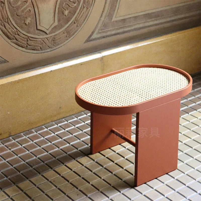 

Rattan tea table living room bedroom small family sofa corner net red edge simple solid wood bedside table ins