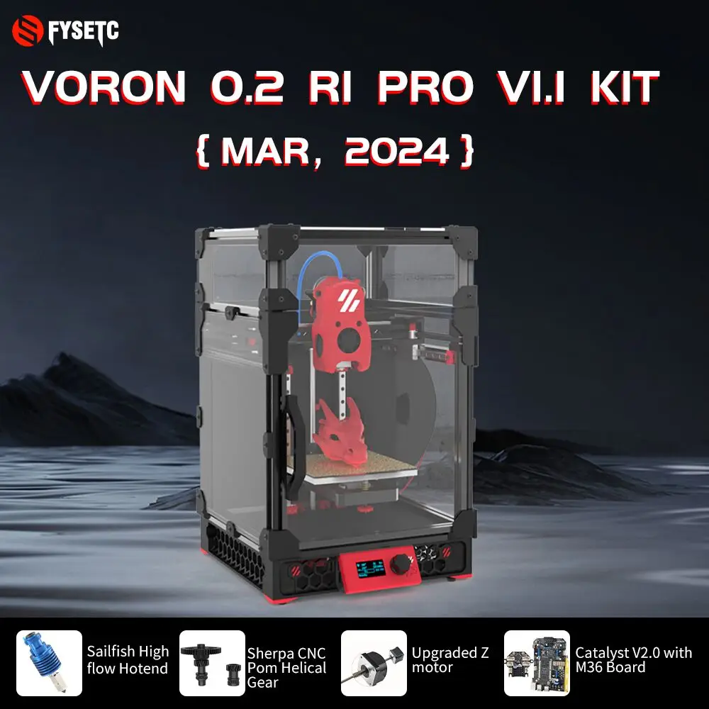 

FYSETC Voron 0.2 R1 V1.1 Pro Corexy 3D Printer Upgraded Kit with Catalyst V2.0 & CM36 Motherboard Hollow Rail High Flow Nozzle