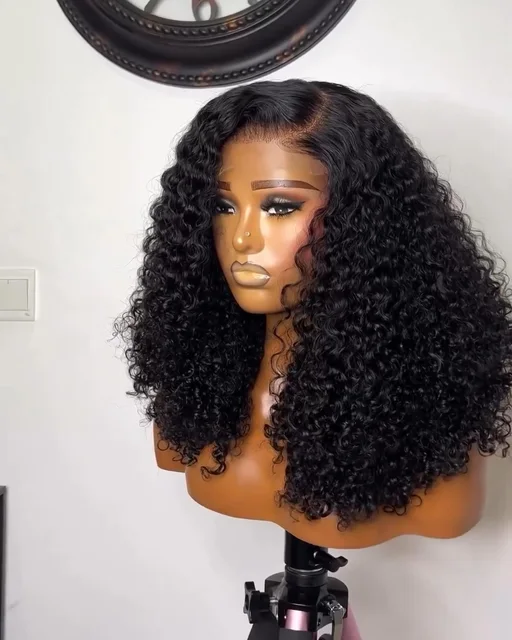 Short Bob Blunt Cut Jerry Curly 13X4X1 Lace Front Wigs Synthetic Wig Preplucked With Baby Hair Bleached Knots Glueless Wig Party 3
