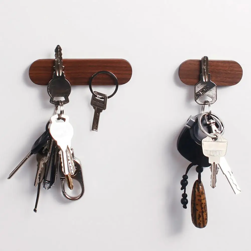 Key Rack Lightweight Key Holder Water-Resistant Wear Resistant  Fashion Black Walnut Key Magnet Hanger 5