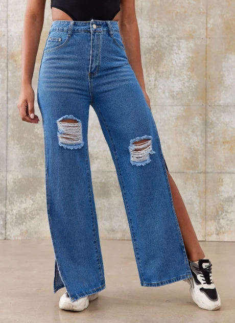 цена Hot Selling New Popular Women's Sexy Ripped Open Jeans In Stock