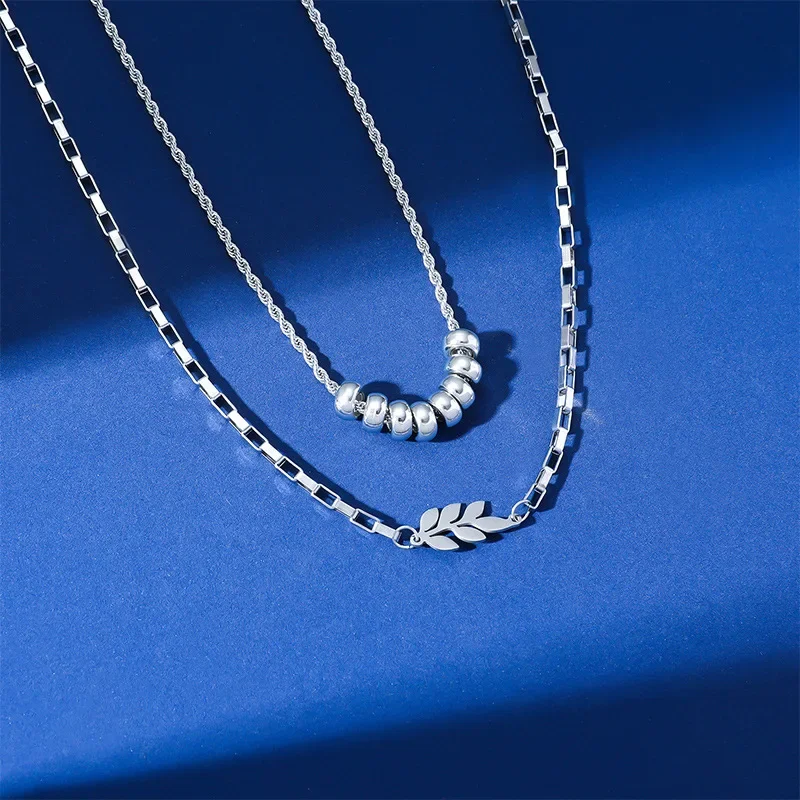 Double Layer Leaf Women's Necklace Exaggerated Fashion Club Party Gift Clavicle Chain For Femme Fashion Jewelry Accessories