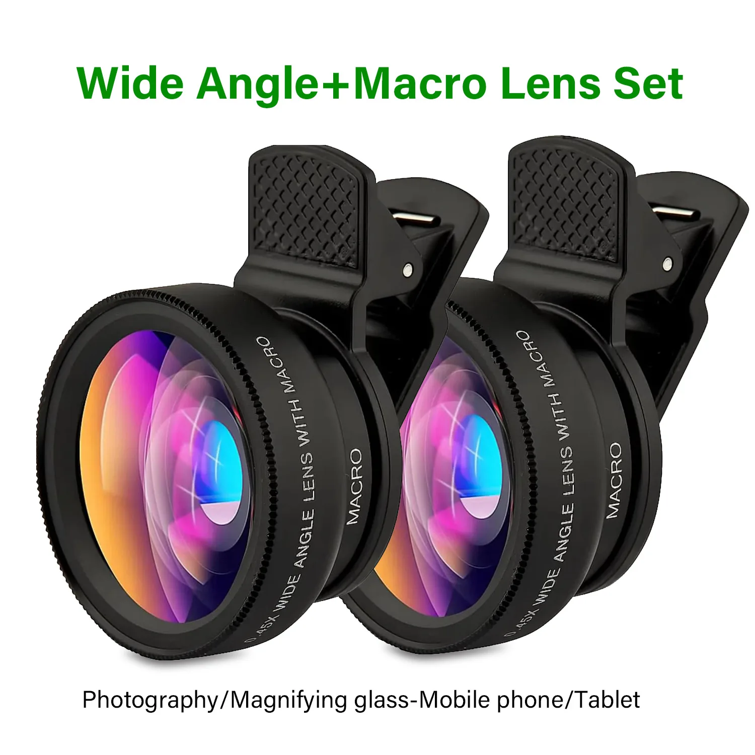 Universal 2-in-1 Phone Camera Lens Kit with 12.5X Macro & 0.45X Wide Angle Clip-On Lens