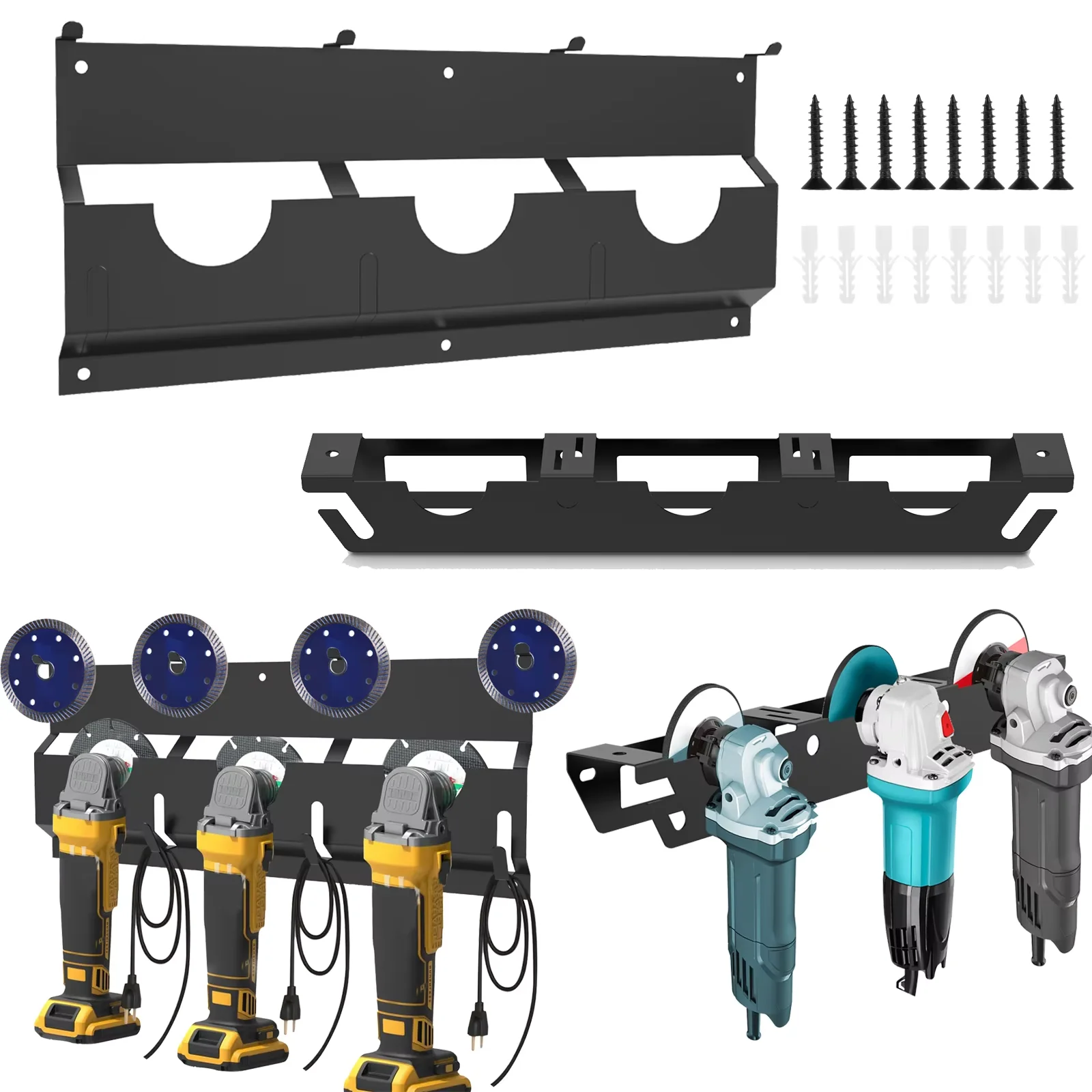 Angle Grinder Holder with Discs Hook Rack Grinders Power Tools Holder Storage Rack Wall Organizer Bracket for Cutters Polishers