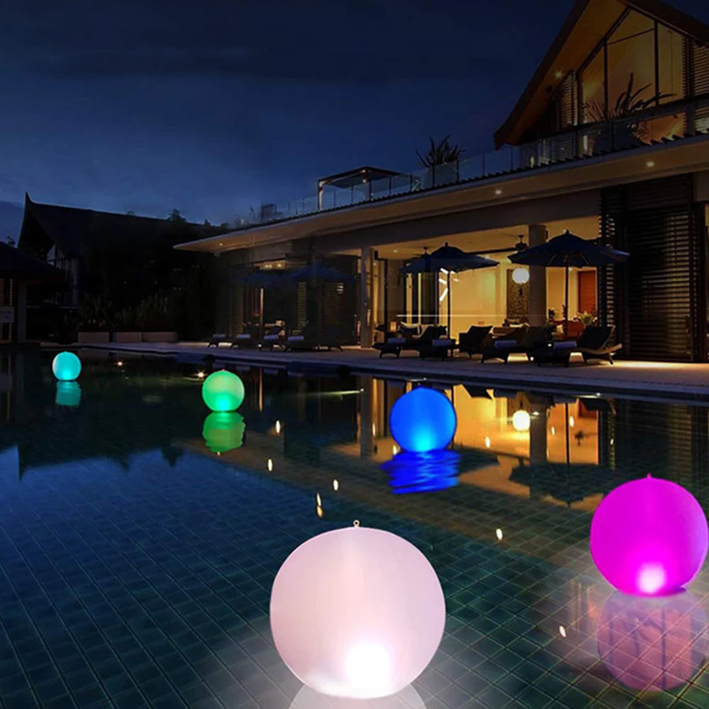 Garden Luminous LED Ball Remote Control Luminous Bouncy Ball LED Glowing Inflatable Beach Balloon Beach Wedding Party Decoration