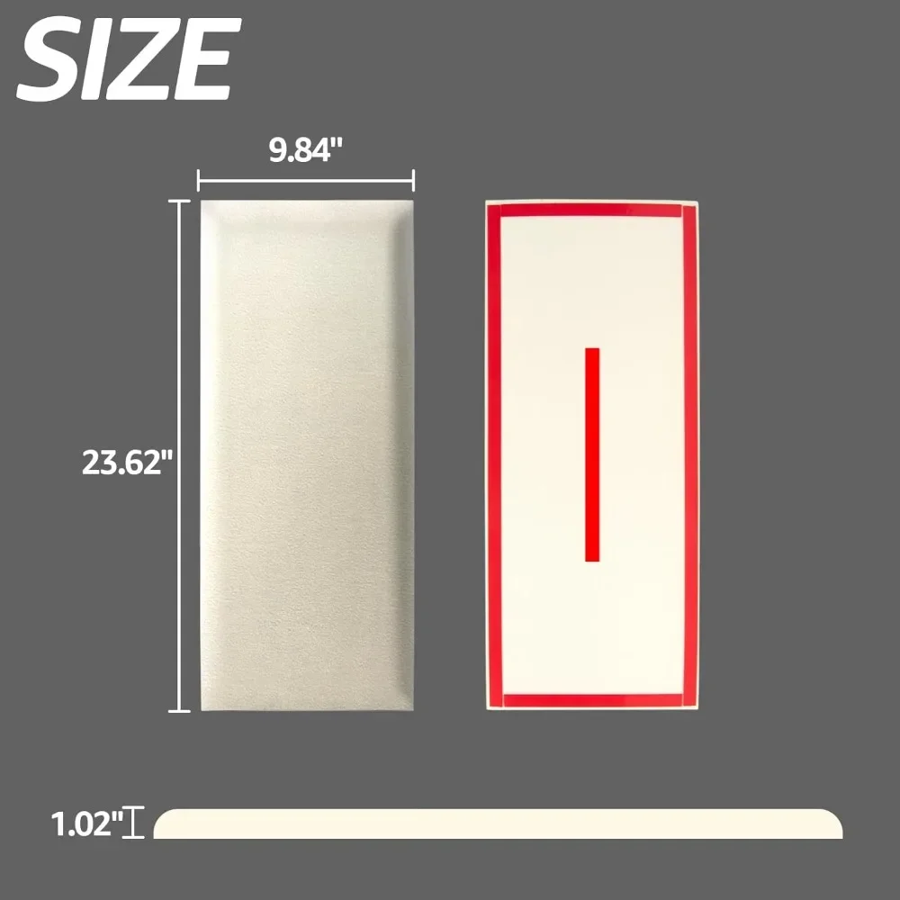 Peel and Stick Headboard for King,Full and Queen in Velvet Pearl,Pack of 12 Panels 9.84" x 23.62",Soundproof Upholstered 3D