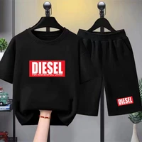 Ensemble t-shirt et short pour garçons et filles de 3 à 12 ans, t-shirts à manches courtes pour enfants, vêtements décontractés roses et noirs, vêtements d'été amples pour enfants 2