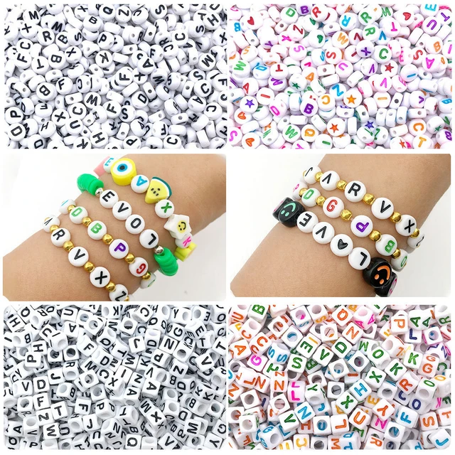 100pcs 6mm Colorful 26 Letter Beads Square Shape Acrylic Spacer Beads For  Jewelry Making