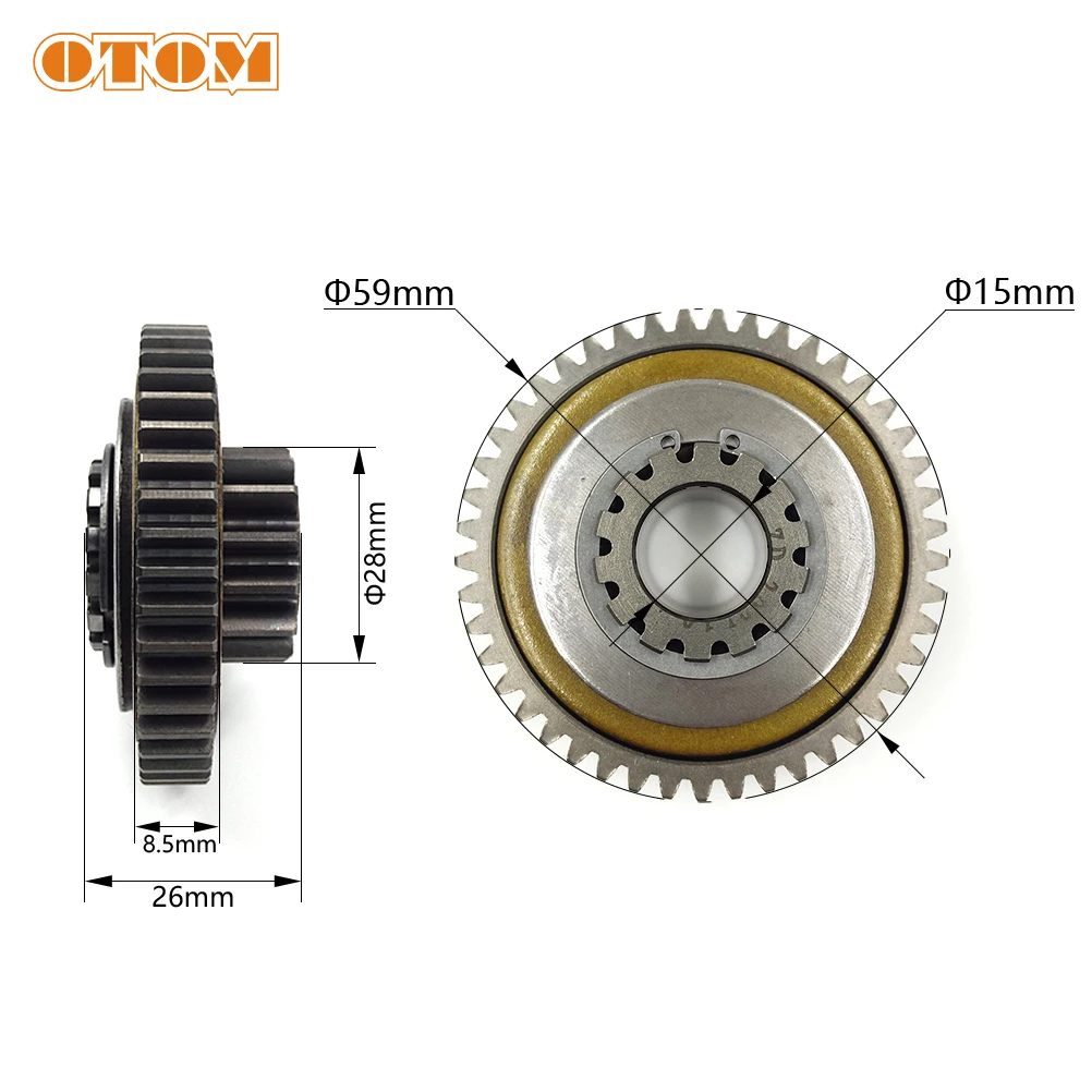 OTOM 45T Double Gear Start Bridge Gear Large Friction Scooter Motor Universal For Zongshen NC 250 Parts ZS177MM RX3 KAYO BSE steering motor gear coupling
