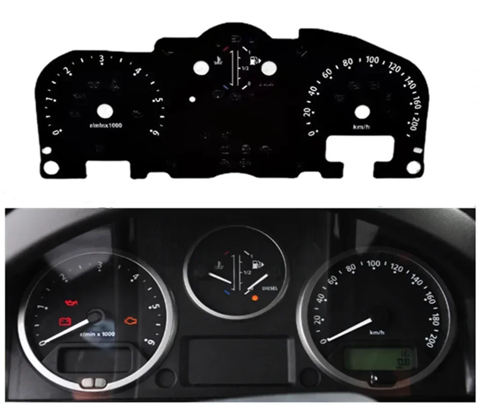 Per Land Rover Defender Puma Gauge Speedo Instrument Cluster Faceplate Overlay Black Dial Meter Face