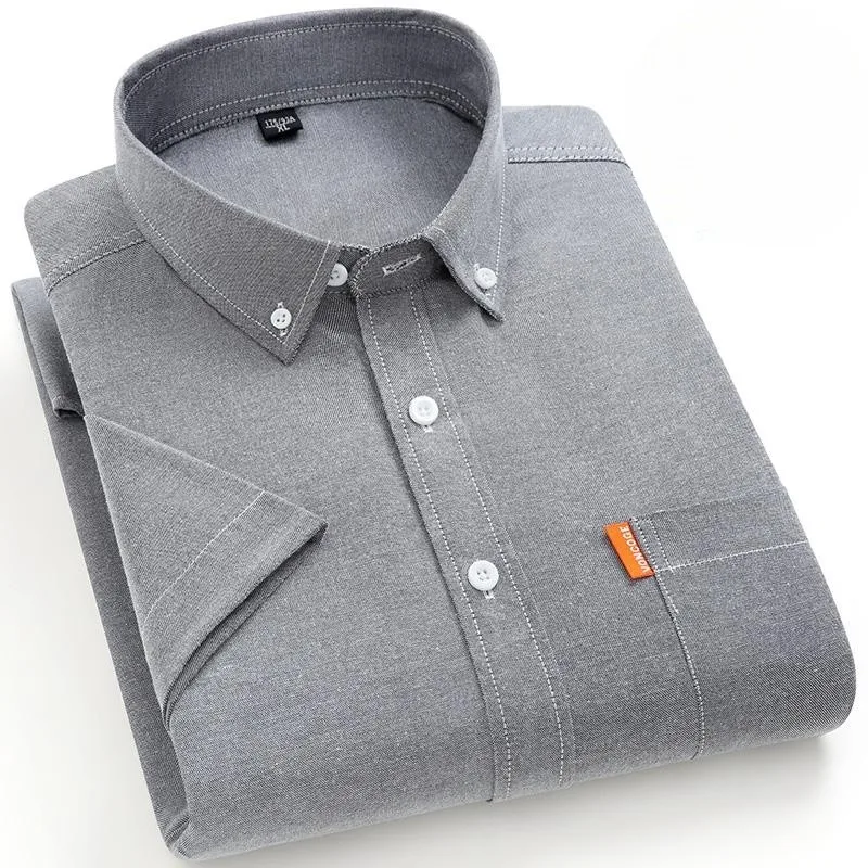 New Summer High Quality Short Sleeve Shirts 100% Cotton Oxford Soft Comfortable Business Men's Casual Shirts M-5XL