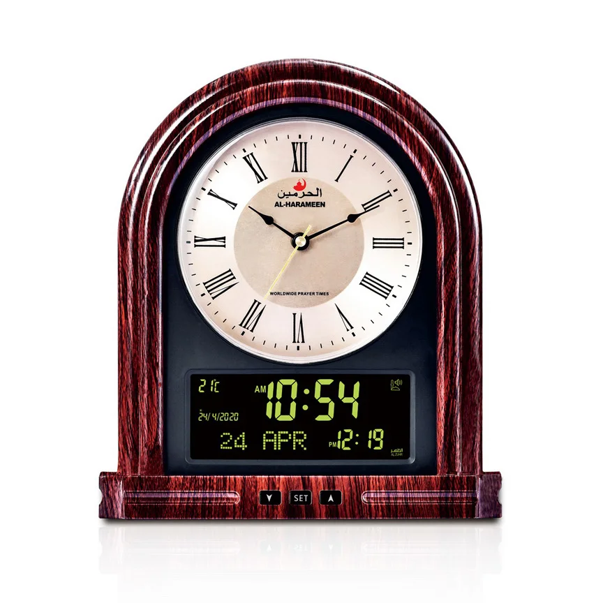 Muslimischen Tabelle Uhr mit Azan Zeit und Qibla Salah Gebet Alarm