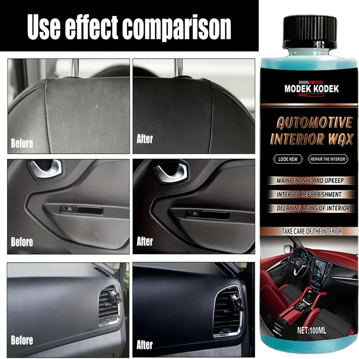 For Automotive Interiorors, Exterior Plastic Repair Agents-Retread Repairs, Dashboards, Tires, Synthetic Leather Furniture Wax D
