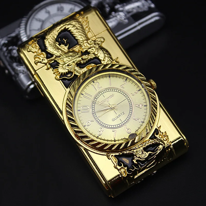 Luxury LED Gold Watch Windproof Jet Butane Lighter Torch Turbo Gas Inflatable Lighter Cigar Cigarette Accessories Men's Gift For Smoking Accessories Gas Lighter Lighter Accessories Torch Lighter