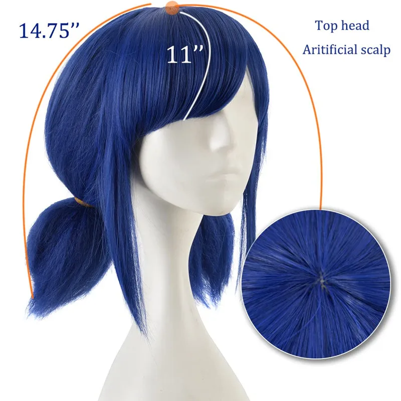 Blue Cosplay Wig for Girl Halloween Costume Short Wigs for Women Unique Style Anime Wigs with Cap Free Pair of Earrings