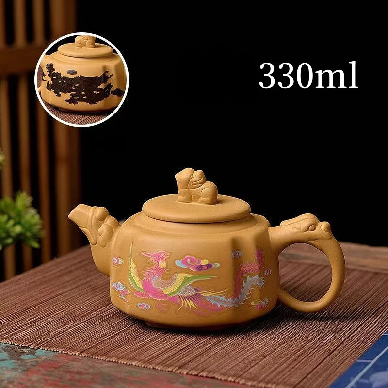 Chinese Style Raw Ore Gold Section Clay Purple Clay Teapot, High Temperature Discoloration Kung Fu Household, Handmade, New, 1Pc