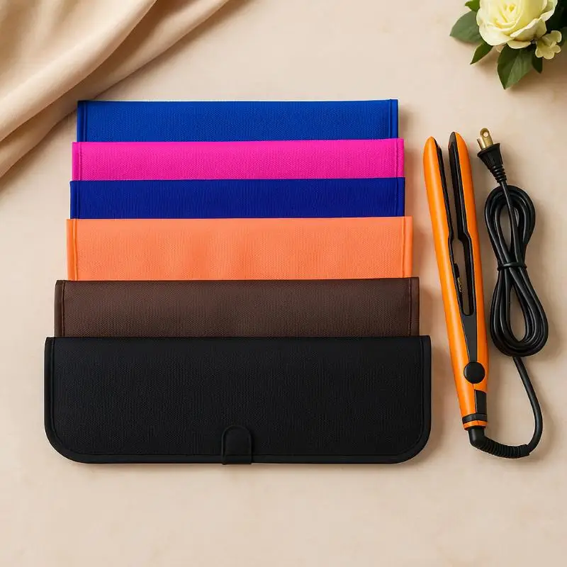 휴대용 방열 매트 열 저항 매트 파우치 헤어 스트레이트너 플랫 아이언 컬링 아이언 화상 방지 스타일링 정리함